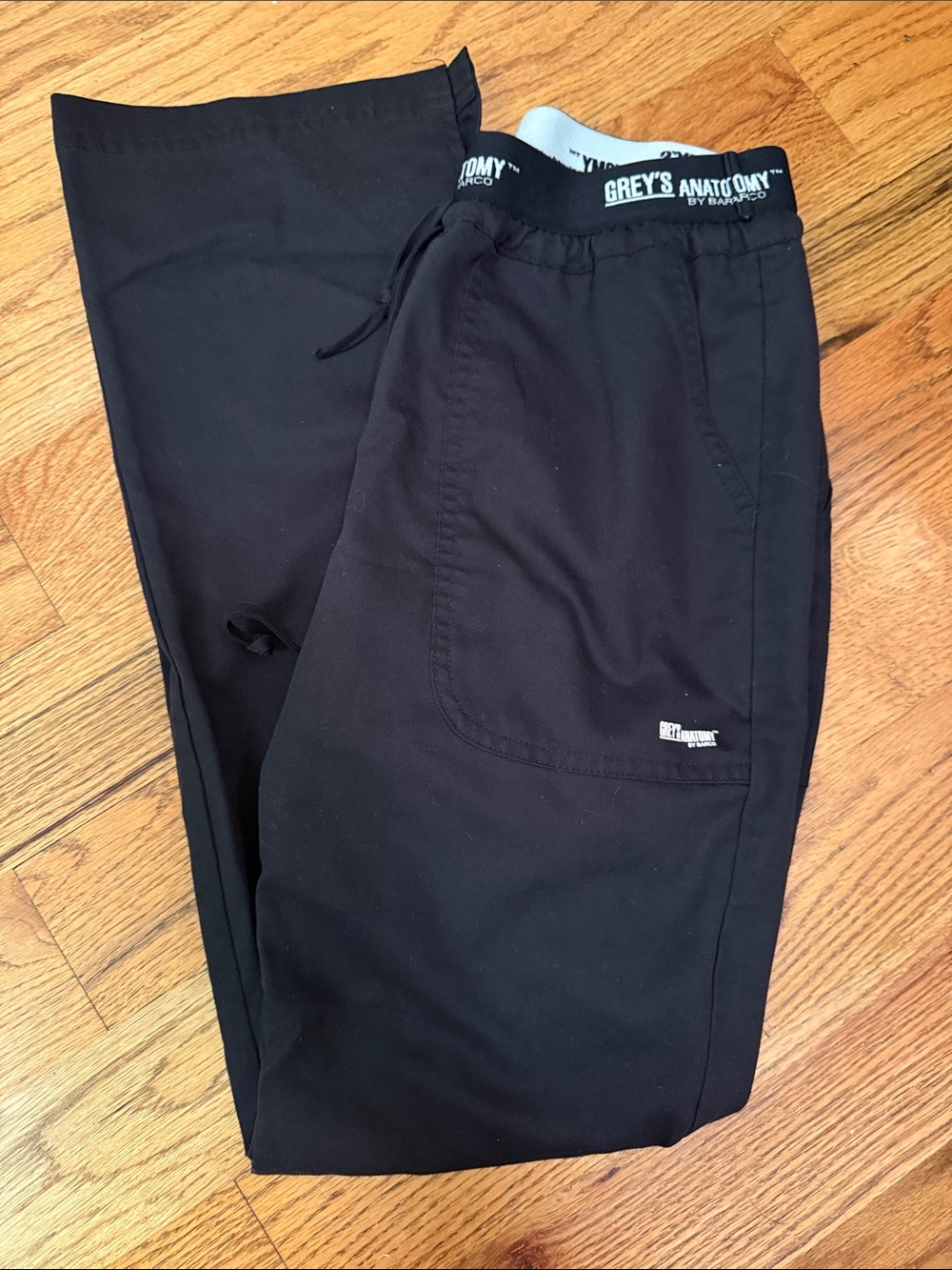 Grey's Anatomy Black ladies Scrub Pants with Logo elastic Waistband